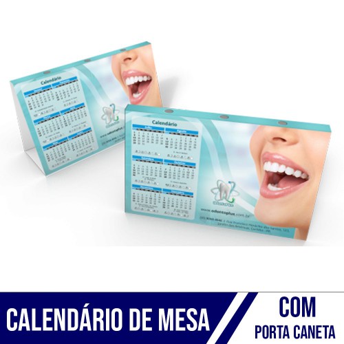 Calendário de Mesa com porta canetas