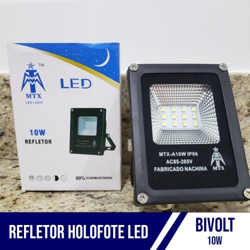 Refletor Holofote Led Projetor Branco frio 6500k Bivolt IP66 10w