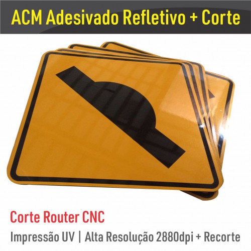 Placa Acm Refletivo Adesivado + Corte Router