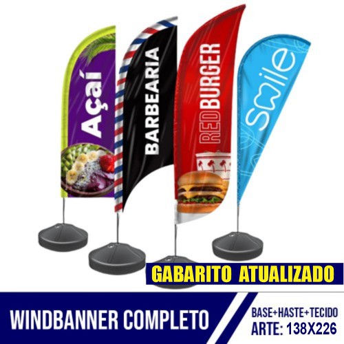 WindBanner Completo Base + Haste + Tecido