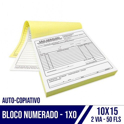 Talão Auto Copiativo (Bloco) Numerado 2 Vias 53g 10x15