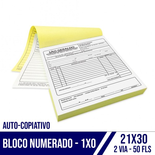 Talão Auto Copiativo (Bloco) Numerado 2 Vias 53g 21x30