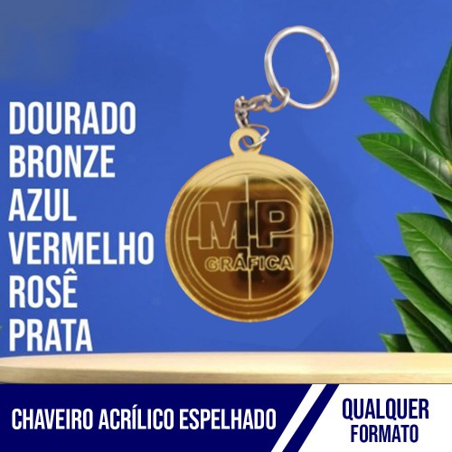 Chaveiro Acrílico Espelhado 2mm