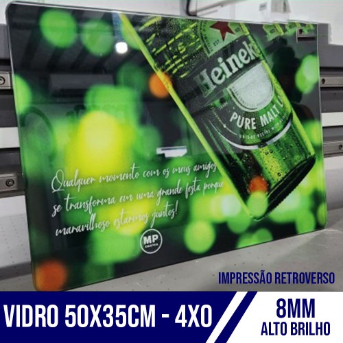 Vidro Temperado 8mm 50x35 Impressão UV