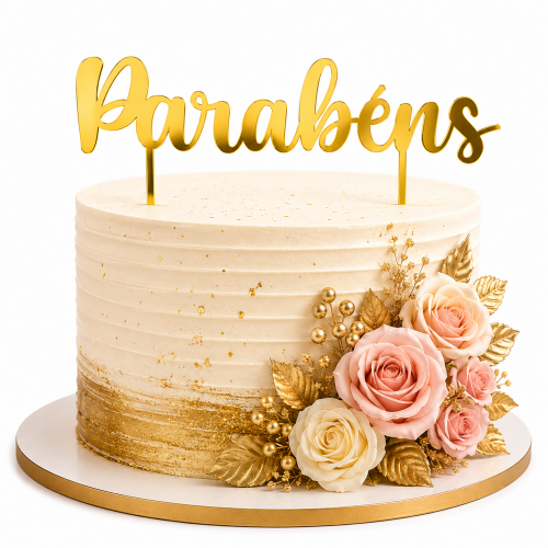 Topo de Bolo Parabéns 25cm